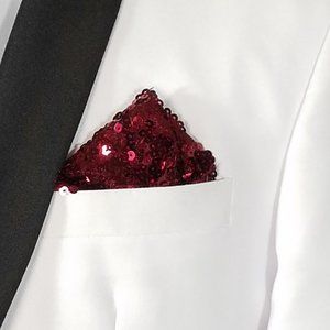Men's Sequin Pre-Folded Pocket Square Insert - Burgundy